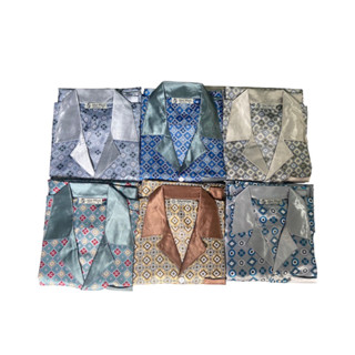Đồ bộ Pijama lụa phi bóng tay dài trung niên, đồ ngủ ông già