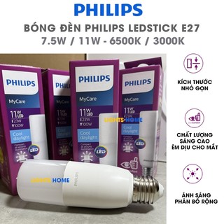 Bóng led stick e27 philips - hàng chính hãng - bóng dạng trụ thay thế bóng compact, kích thước nhỏ gọn