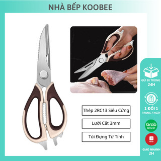 Kéo cắt thực phẩm đa năng nhà bếp 23.5cm có bao đựng dính hít nam châm - kéo cắt gà cao cấp | 034