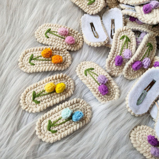 Kẹp tóc len handmade hoa tulip xinh xắn