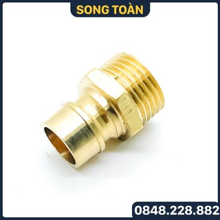 Đầu nối máy giặt đồng, đầu nối nhanh cấp nước dây máy giặt ren 1/2 21 đồng thau