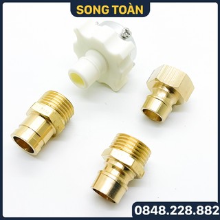 Đầu nối nhanh máy giặt, đầu cấp nước dây máy giặt ren 1/2 21 đồng thau