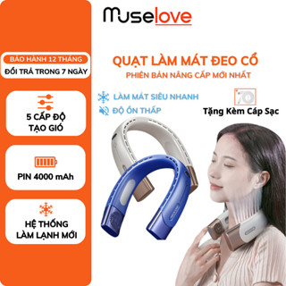 Quạt Đeo Cổ Làm Mát MUSELOVE Thiết Kế Nhỏ Gọn, Không Gây Tiếng Ồn, Pin 4000mAh Tiện Lợi Phù Hợp Khi Tập Thể Dục QDC02
