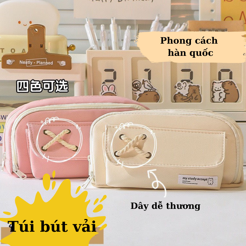 Túi hộp đựng bút học sinh cute cỡ lớn nhiều ngăn phong cách Hàn Quốc