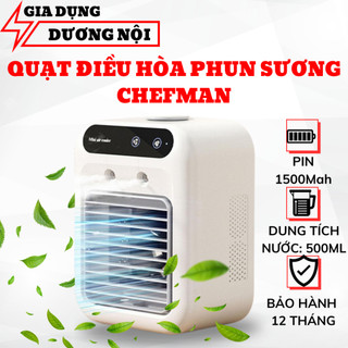 Quạt điều hòa phun sương mini Chefman chính hãng, 3 chế độ gió, phun sương cực mạnh,cổng USB tiện lợi. Bảo hành 12 tháng