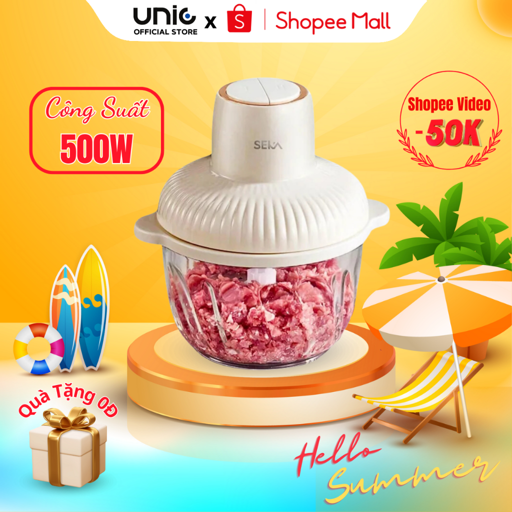 Máy Xay Thịt Đa Năng  METIS Công Suất 500W, Máy Xay Thực Phẩm Đa năng 4 Lưỡi Dao, Cối Thủy Tinh Dung Tích 2L