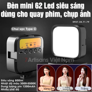 Đèn Led trợ sáng quay phim chụp ảnh W62 - Bản mới pin sạc, Type C cho Điện thoại, Máy ảnh, Action Cam, GoPro, DJI ...