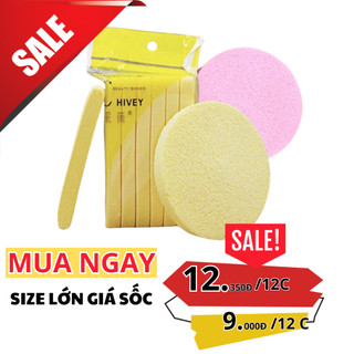 Bông Mút nở rửa mặt Chievy 12 miếng các loại đủ màu