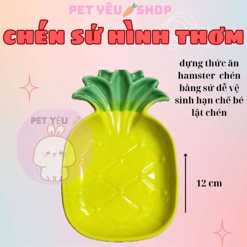 Chén sứ hình thơm 🐻FREESHIP🐻 đựng thức ăn hamster nhím