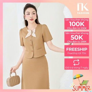 Áo Sơ Mi Cổ Tròn Nơ Phối Oganza NK Fashion Công Sở Nữ Thiết Kế Cách Điệu Sang Trọng, Thanh Lịch, Vải Mát NKSM2401017
