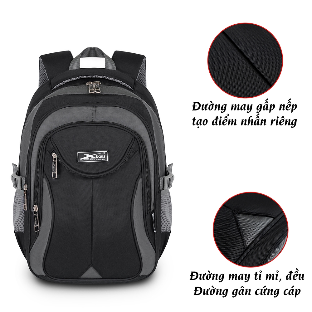Balo Laptop Chống Nước 15.6 Inch Xbags XB 2002 Đen Phối Xám – Cao Cấp Thời Trang Hiện Đại, Nhiều Ngăn Tiện Dụng, Giá Tốt