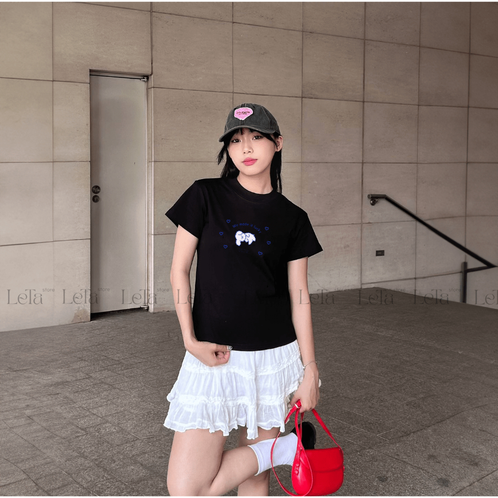 Áo Thun Form Fit Mẫu Lucky Dog . Áo Baby Tee Chất Cotton Co Giãn, Thấm Hút | BigBuy360 - bigbuy360.vn