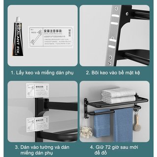 Kệ treo khăn nhà tắm dán tường.Giá ,Kệ để đồ nhà tắm dán tường chất liệu nhôm  cao cấp.