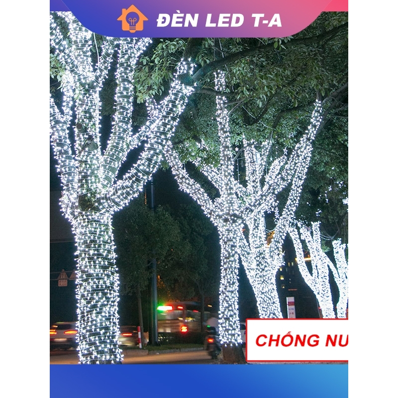 Dây đèn LED 50m cuốn cây Chống Nước, Trang trí ngoài trời - Đèn Nháy Trang Trí quán cafe ngoài trời, sân vườn, tết,