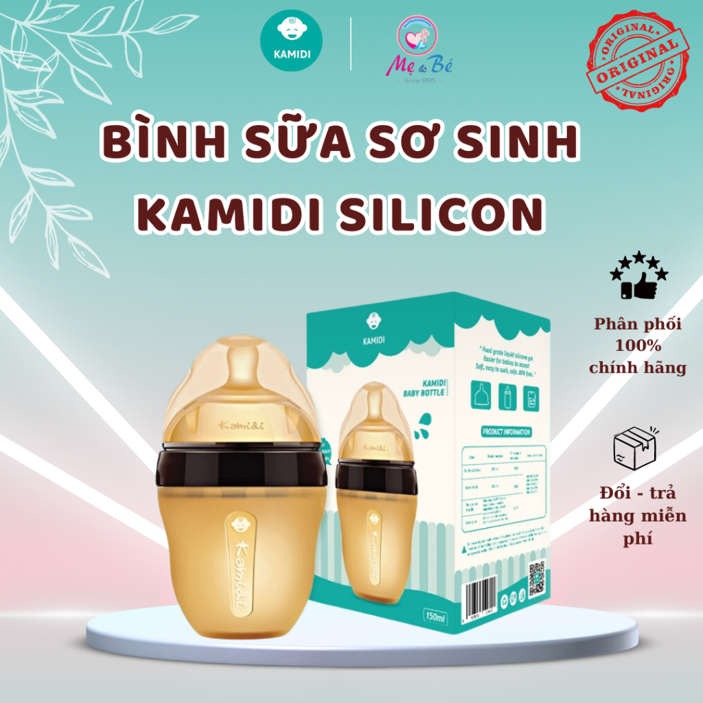 Bình Sữa Sơ Sinh Silicone Kamidi Baby Quai Tròn Dung Tích 150ml Chất Liệu