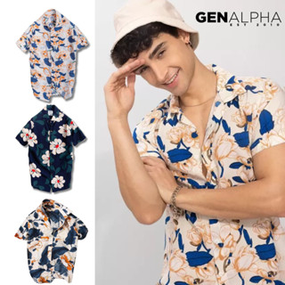 Áo sơ mi tay ngắn HawaSii đi biển mềm mát GEN ALPHA,  áo đôi đồng phục Nhóm Hoạ Tiết Hoa GEN535
