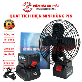  Quạt tích điện mini quạt dùng pin cầm tay 8 inch 2 tốc độ chân pin phổ thông bảo hành 6 tháng 