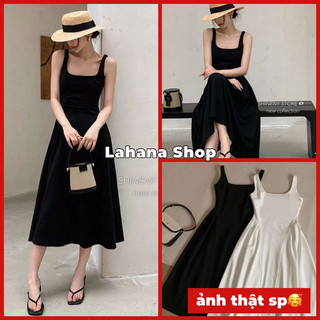 Lahana@ Váy maxi Cổ Vuông Nhún Eo Đi Biển Nhà WG.WE (sẵn)