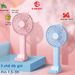 Quạt mini tích điện cầm tay pin đến 3h, 3 chế độ gió, nhỏ gọn, tiện lợi
