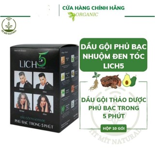 Dầu gội thảo dược phủ bạc-đen tóc lich5 1 hộp/10gói