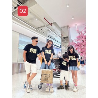 Set đồ đôi gia đình, áo gia đình đi biển in chữ monstar đen agd02