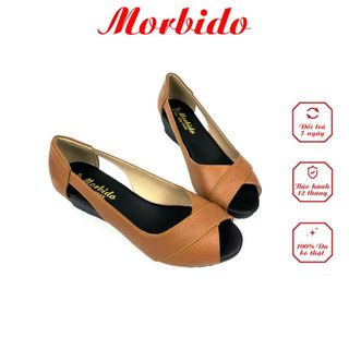 Giày đế xuồng 5cm hở mũi da thật êm chân m414 - form to