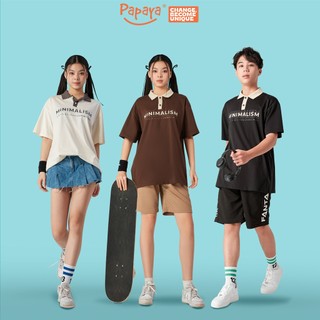 Áo Thun Polo Tay Lỡ Unisex Papaya Form Rộng Cotton Phông Nam Oversize Local Brand từ 40 đến 65Kg