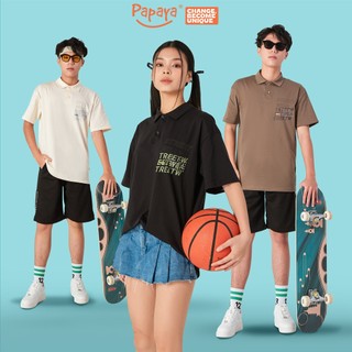 Áo Thun Polo Tay Lỡ Unisex Papaya Form Rộng Cotton Phông Nam Oversize Local Brand từ 40 đến 65Kg