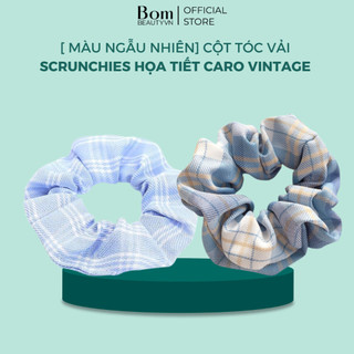 Cột Tóc Vải Scrunchies Họa Tiết Caro Vintage