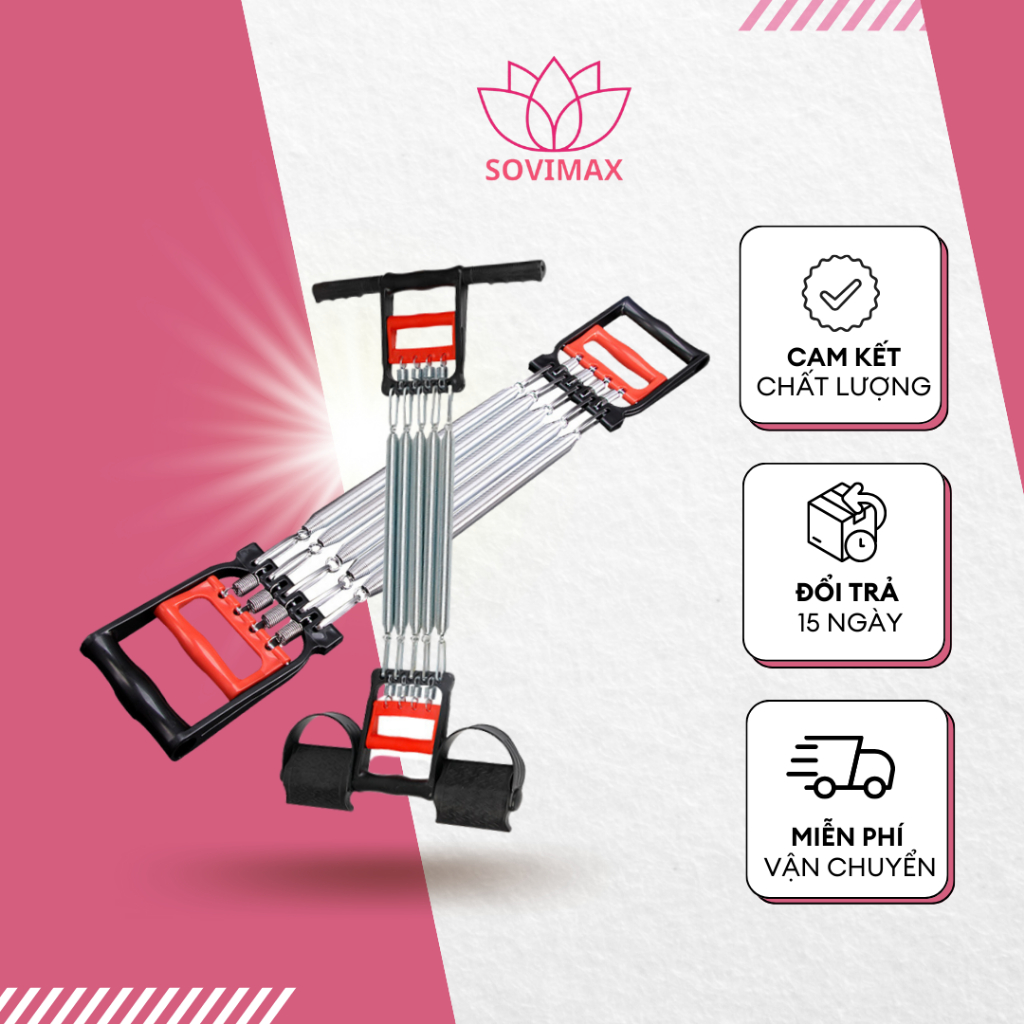 Dây kháng lực tập gym, dây lò xo 3 in 1 tập tay, lưng, bụng, chất liệu thép không rỉ , đàn hồi tốt