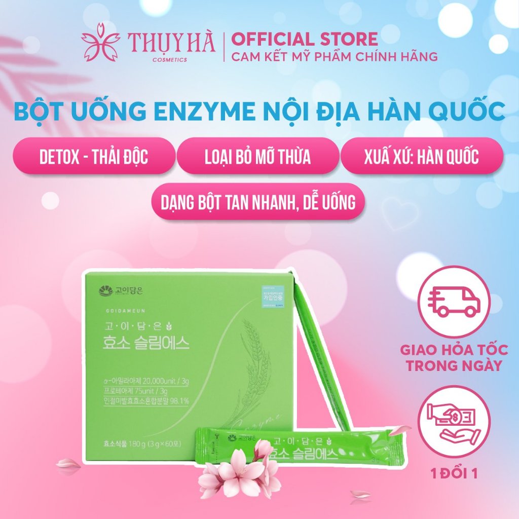 Bột uống giảm cân thon gọn dáng, hỗ trợ tiêu hóa Enzyme nội địa Hàn Quốc hộp 60 gói