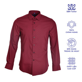 Áo Sơ Mi Nam Tay Dài Màu Đỏ Đô SBH TAILOR Hoạ Tiết Chim Hạc Hiện Đại Vải Nhẹ Thấm Hút Tốt Chuẩn Form Công Sở