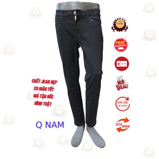 QUẦN JEAN NAM ĐEN TRƠN, quần bò nam dày dặn chất giãn tốt chuẩn size body hình thật chụp CÓ size đại