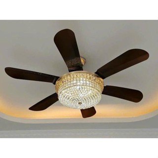Quạt Trần 6 Cánh ABS MS:ALUX789[ HÀNG CÓ DÂY CÁP AN TOÀN] Chao Pha Lê Có Điều Khiển 6 số- 3 Chế Độ Ánh Sáng Đèn
