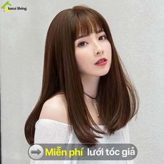 Bộ tóc giả duỗi cúp đen BUNA trẻ trung năng động phong cách Hàn Quốc, tóc giả suông mượt óng ánh