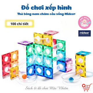 Bộ STEM thiết kế đường bóng Mideer Colorful Magnetic Tiles - Marble Run - Đồ chơi nam châm cầu vồng cho bé MD1166