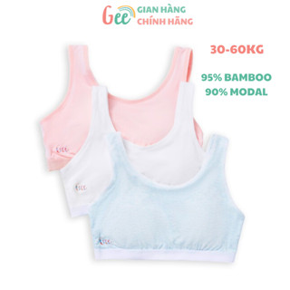Áo bra bé gái Gee có đệm mút, áo lá học sinh size 30-60kg, vải sợi tre, sợi sồi mềm mịn, thấm hút, co giãn dễ chịu