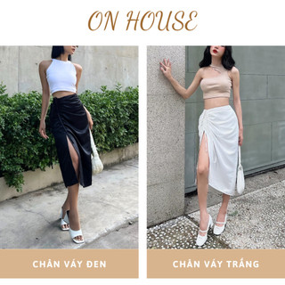 Chân Váy Lụa Dài  xẻ trước Mina Midi skir, có dây để rút điểu chỉnh phần hở tuỳ thích form chữ A, váy đi biển mùa hè