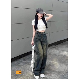 Quần Baggy Jean Nữ Đẹp ❤️FREESHIP❤️ Baggy Nữ Bò Lưng Cao Phối Rách Trẻ Trung Thời Trang Cá Tính A-T Fashion - QBGM441