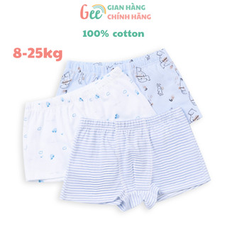 Set 3 quần sịp bé trai Gee, vải 100% cotton mềm mịn mát, thấm hút mồ hôi, size 8-25kg