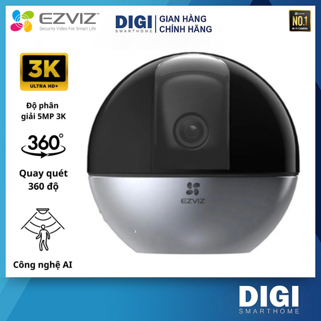 Camera WIFI EZVIZ E6 3K 5MP/ C6W 4MP 2K, C7 Dual, Xoay 360 Độ, Đàm Thoại 2 Chiều, Theo Dõi Chuyển Độ