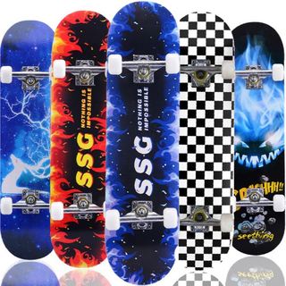 Ván trượt skateboard thể thao chất liệu gỗ phong ép cao cấp 8 lớp mặt nhám Queensport (Hàng Chuẩn Thi Đấu) có nhiều màu