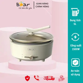 Nồi Lẩu Điện Đa Năng 5L Bear Chiên Xào Nấu Đế Tách Rời Sôi Nhanh Tiết Kiệm Điện Nhiệt Tỏa Đều Siêu Chống Dính NL05F