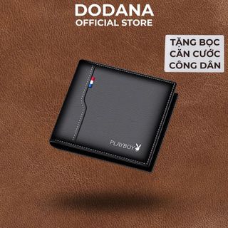 Ví nam Playboy kẻ, Ví da nam nhỏ gọn DODANA dáng ngang da PU