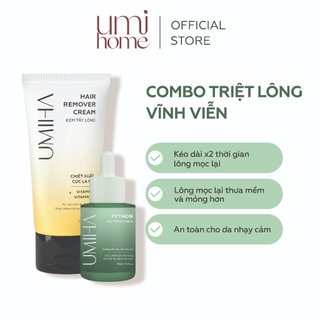Combo triệt lông Toàn Thân vĩnh viễn UMIHA ORGANIC gồm 2 Kem Tẩy Lông UMi (85ml) và Mỡ Trăn U Minh Hạ (30ml)