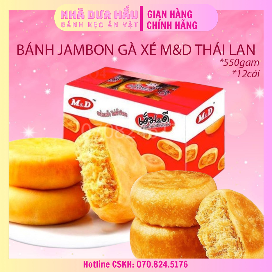 Bánh chà bông gà jambon trứng muối M&amp;D Thái Lan 550g 12 bánh
