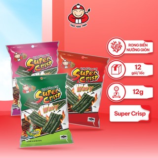 Snack Rong Biển Ăn Liền Thái Lan Taokaenoi SUPER CRISP Vị Truyền Thống, Mực, Kim Chi (Gói 12g)