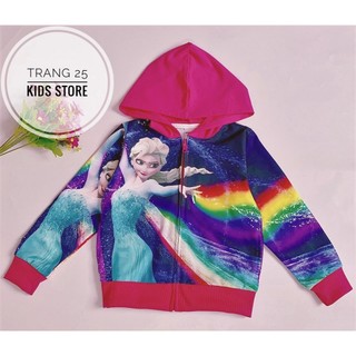 Lẻ size sale 99K đồng giá] Áo Khoác Bé Gái Elsa Pony In 3D 2 mặt trước sau , thun mềm mịn AKB01