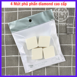 Gói 4 miếng mút tán phấn nền diamond cao cấp, mềm mịn. mút tán phấn nền diamond puff mềm mịn, tán được góc cạnh