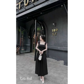Đầm thiết kế maxi cổ vuông nhúng eo dáng dài ôm body sang chảnh dự tiệc sang trọng  mang phong cách thời thượng